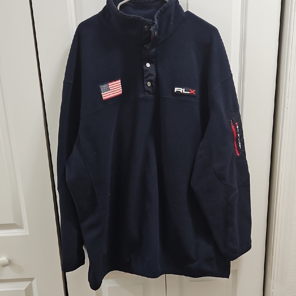 RLX Ralph Lauren Navy Sweatshirt with American Flag Patch